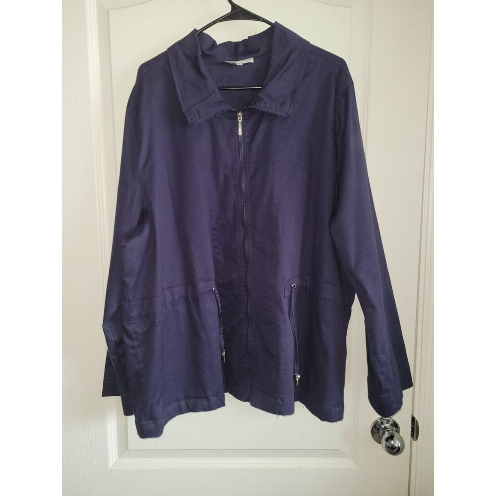 Women's Hillard & Hanson Navy Lightweight Coat Jacket - 3XL -Zip Front - Picture 2 of 9